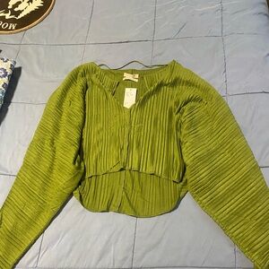 Green Pleated Women's Top